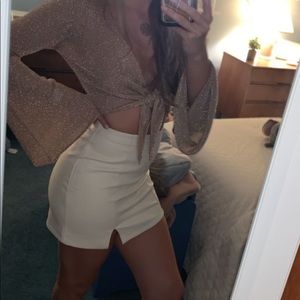 White Faux Leather Skirt sz S